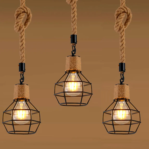 Vintage Iron Hemp Rope Lamp